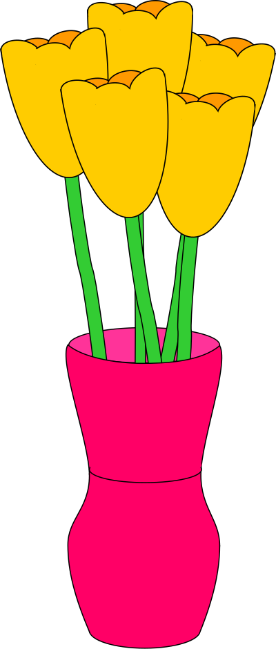 Pink vase of tulips clipart