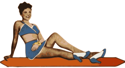 Pinup Girl in a Blue Skirt clipart