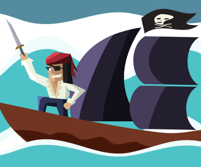 Pirate at sea ship clipart