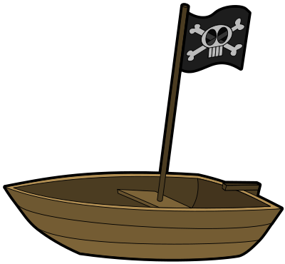 Pirate Boat with Pirate Flag clipart