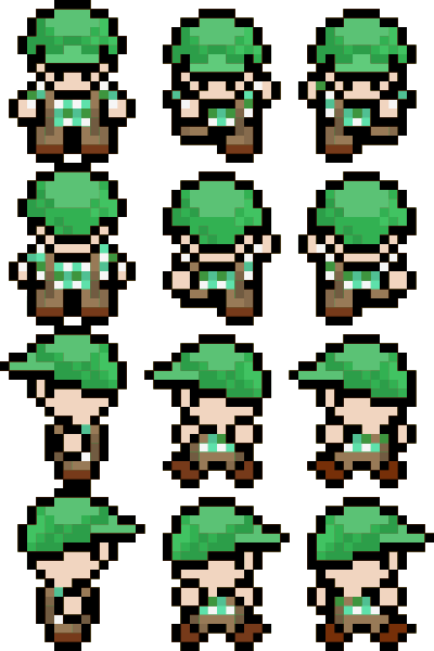 Pixel Green Cap Character 16x18 clipart