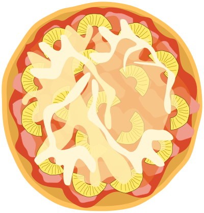 pizza Hawaii (pizza with ham and pineapple) clipart