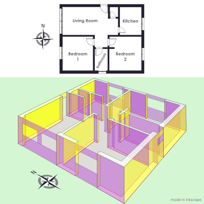 Plan of a House in 3D Perspective clipart