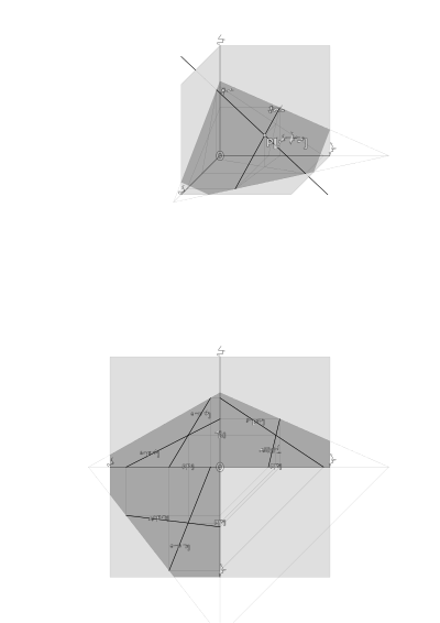 plane through two lines with intersection point, -- Ebene zweier kreuzender Geraden clipart