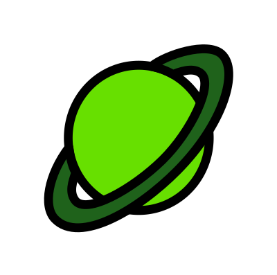 Planet with rings - green clipart