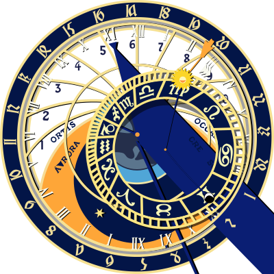 Prague astronomical clock clipart