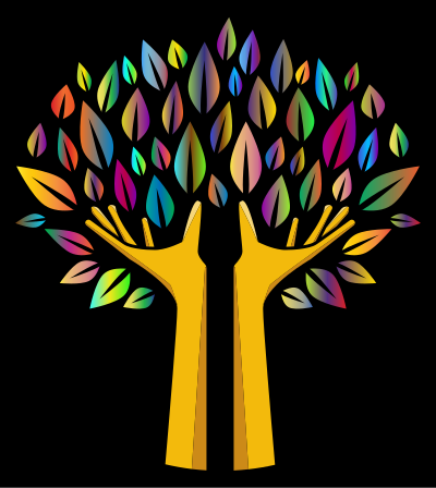 Prismatic Hands Tree 2 clipart