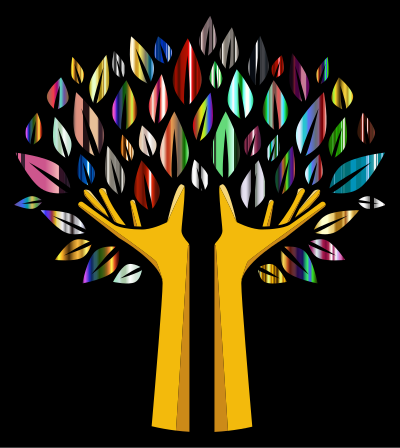 Prismatic Hands Tree 3 clipart