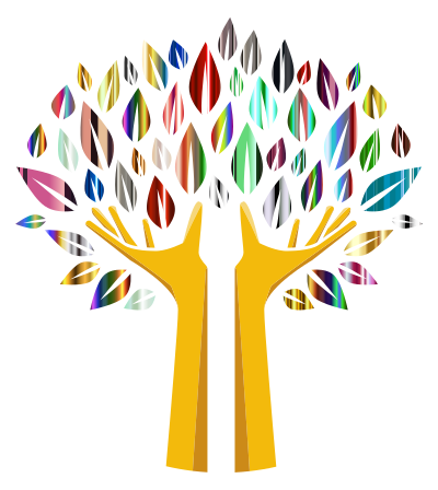Prismatic Hands Tree 3 No Background clipart