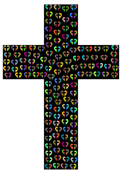 Prismatic Heart Cross Fractal 2 clipart