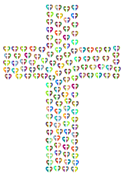 Prismatic Heart Cross Fractal 2 No Background clipart