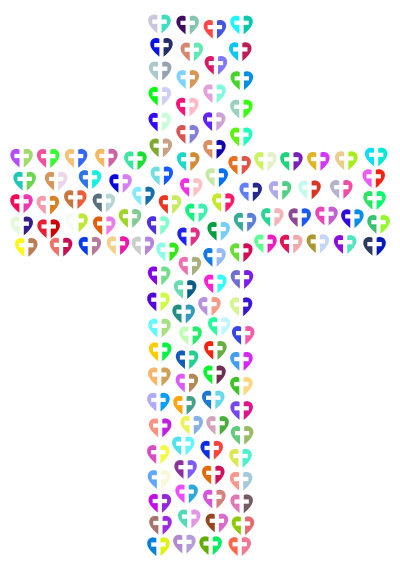 Prismatic Heart Cross Fractal clipart