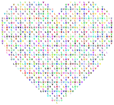 Prismatic Heart Love Typography clipart