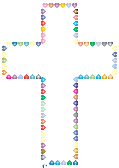 Prismatic Hearts Cross. 2 clipart