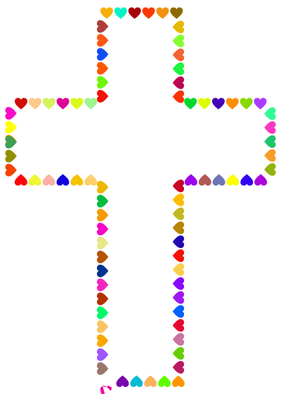 Prismatic Hearts Cross clipart