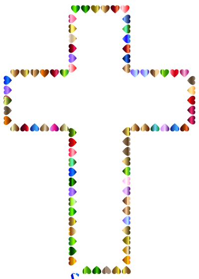 Prismatic Hearts Cross. 3 clipart