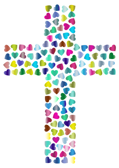 Prismatic Hearts Cross 3 clipart