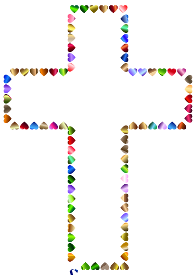 Prismatic Hearts Cross. 3 Variation 2 clipart