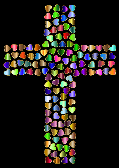 Prismatic Hearts Cross 4 Variation 2 clipart