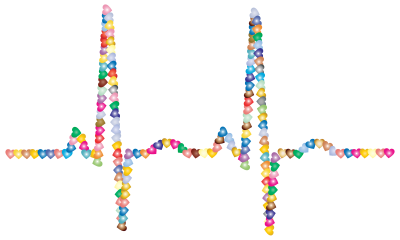 Prismatic Hearts EKG 2 clipart