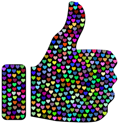 Prismatic Hearts Thumbs Up Silhouette 2 clipart