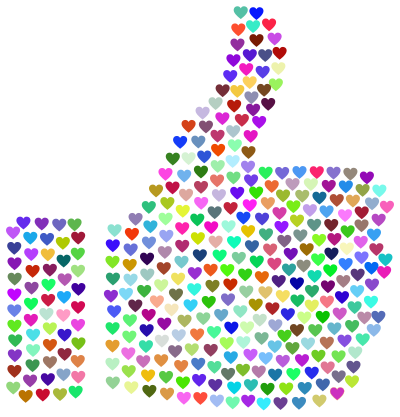 Prismatic Hearts Thumbs Up Silhouette 2 No Background clipart