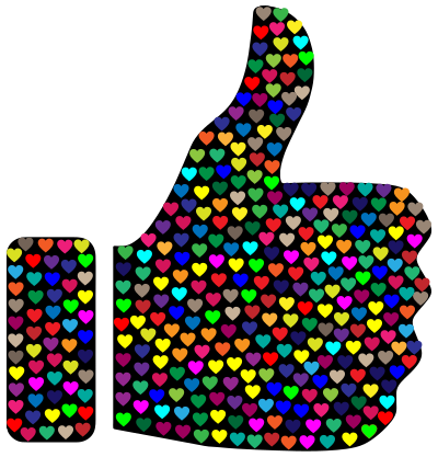 Prismatic Hearts Thumbs Up Silhouette clipart