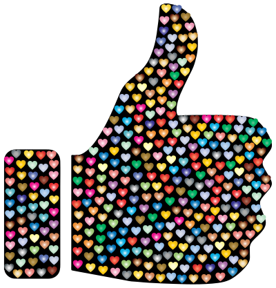Prismatic Hearts Thumbs Up Silhouette 3 clipart