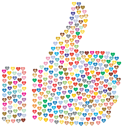 Prismatic Hearts Thumbs Up Silhouette 3 No Background clipart