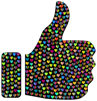 Prismatic Hearts Thumbs Up Silhouette 4 clipart