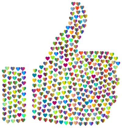 Prismatic Hearts Thumbs Up Silhouette 4 No Background clipart