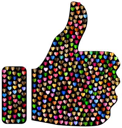 Prismatic Hearts Thumbs Up Silhouette 6 clipart