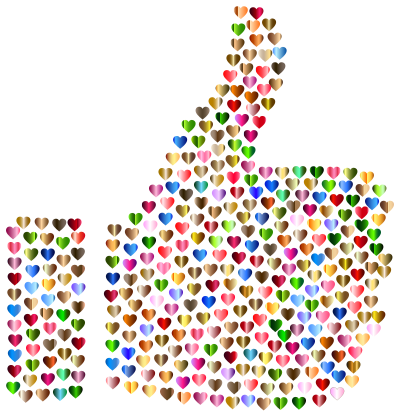 Prismatic Hearts Thumbs Up Silhouette 6 No Background clipart