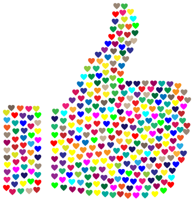 Prismatic Hearts Thumbs Up Silhouette No Background clipart