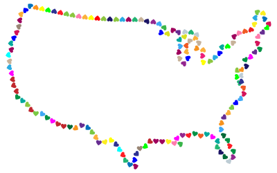 Prismatic Hearts United States Map clipart