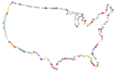 Prismatic Hearts United States Map 3 clipart