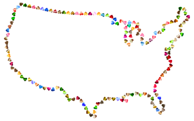Prismatic Hearts United States Map 4 Variation 2 clipart