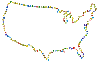 Prismatic Hearts United States Map 5 clipart