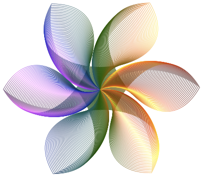 Prismatic Hexagonal Flower Shape Line Art clipart