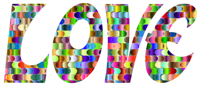 Prismatic Interlocking Waves Love Typography clipart
