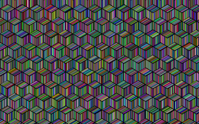 Prismatic Isometric Striped Cubes Pattern With Background clipart