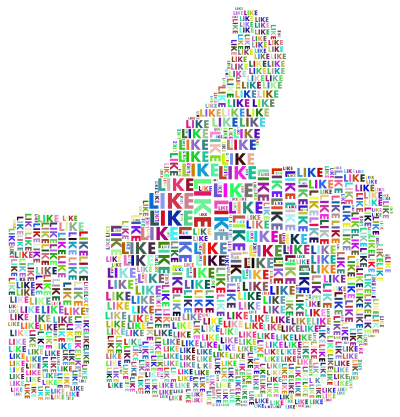 Prismatic Like Thumbs Up Word Cloud clipart