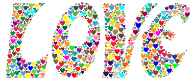 Prismatic Love Hearts Typography clipart