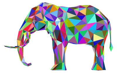Prismatic Low Poly 3D Elephant clipart