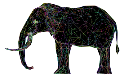 Prismatic Low Poly 3D Elephant Wireframe clipart