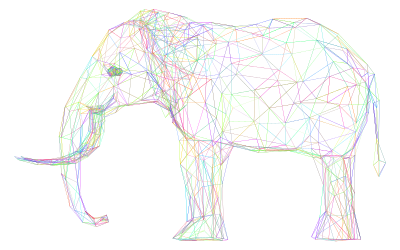 Prismatic Low Poly 3D Elephant Wireframe No Background clipart