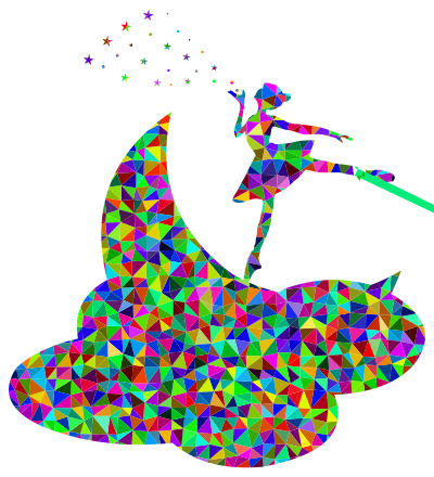 Prismatic Low Poly Ballerina On The Moon clipart