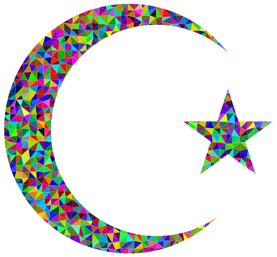Prismatic Low Poly Crescent And Star clipart