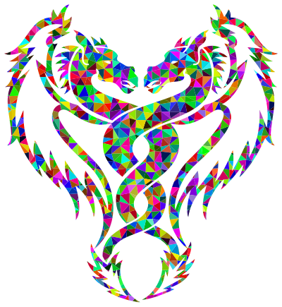 Prismatic Low Poly Double Dragon clipart