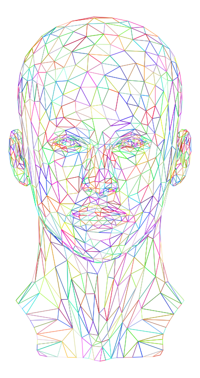 Prismatic Low Poly Female Head Wireframe No Background clipart